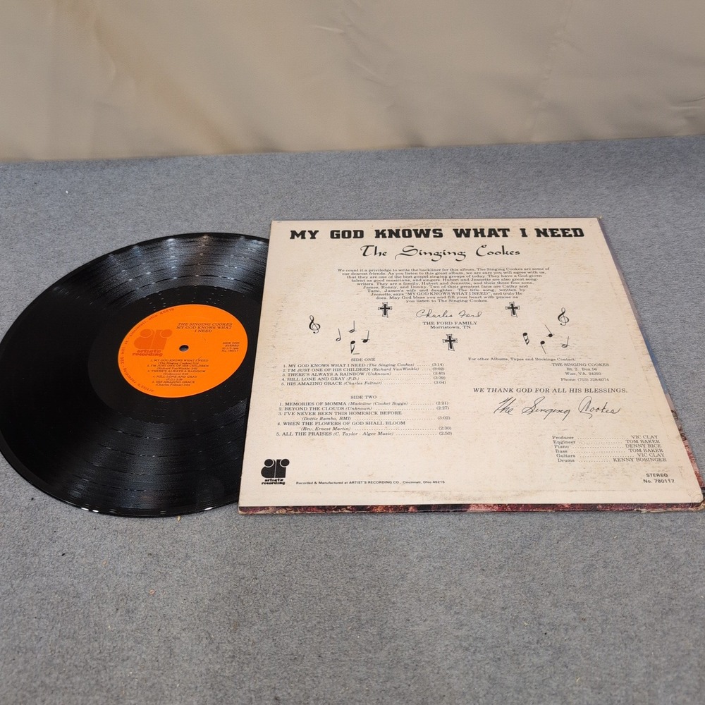 The Singing Cookes My God Knows What I Need Signed Vinyl LP Gospel 780117 - Picture 6 of 6